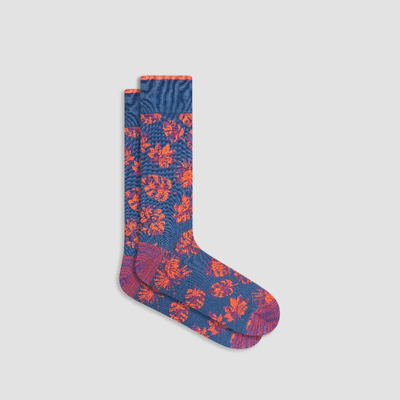 Fun Patterned Crew Socks-Leaves Mid-Calf Socks