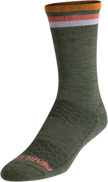 Breathable Running Compression Socks-Pearl Izumi Merino Thermal Sock - Forest-Sherbert Stripe