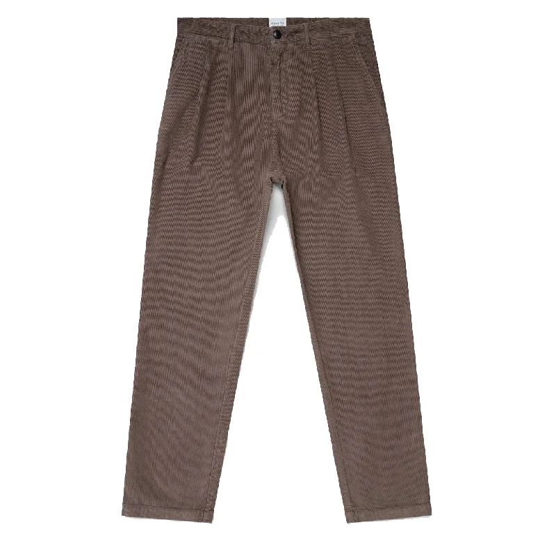 Stylish Casual Pants-Sunspel Double Pleat Corduroy Trouser Cedar