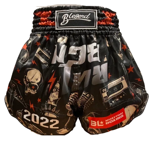 Personalized Name Shorts-Blegend Boxing Shorts Black Skull