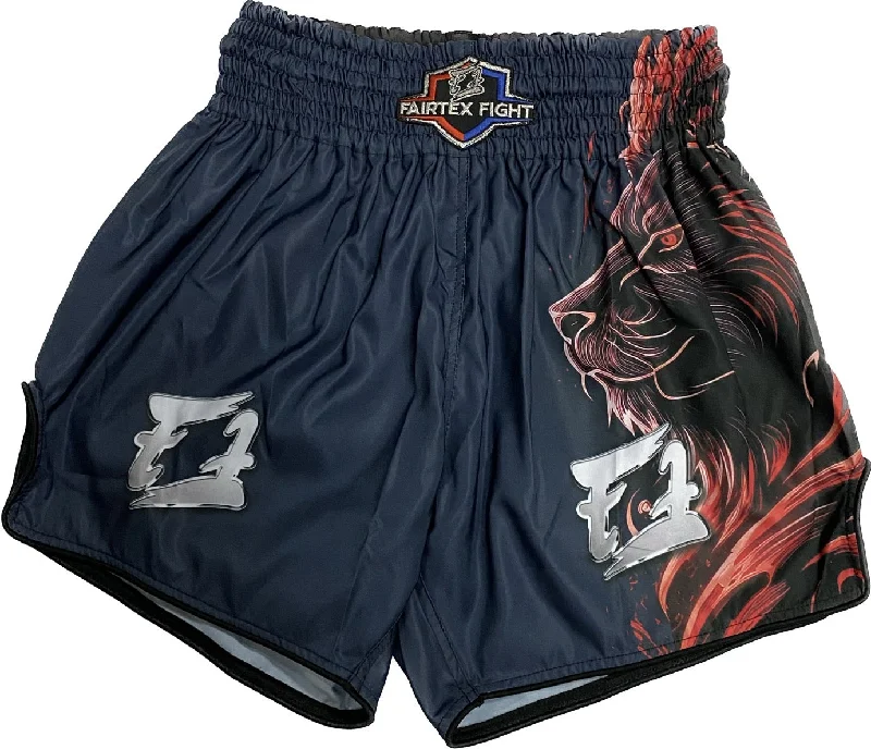 Tropical Print Shorts-Fairtex Fight Promotion Shorts Lion Black Red