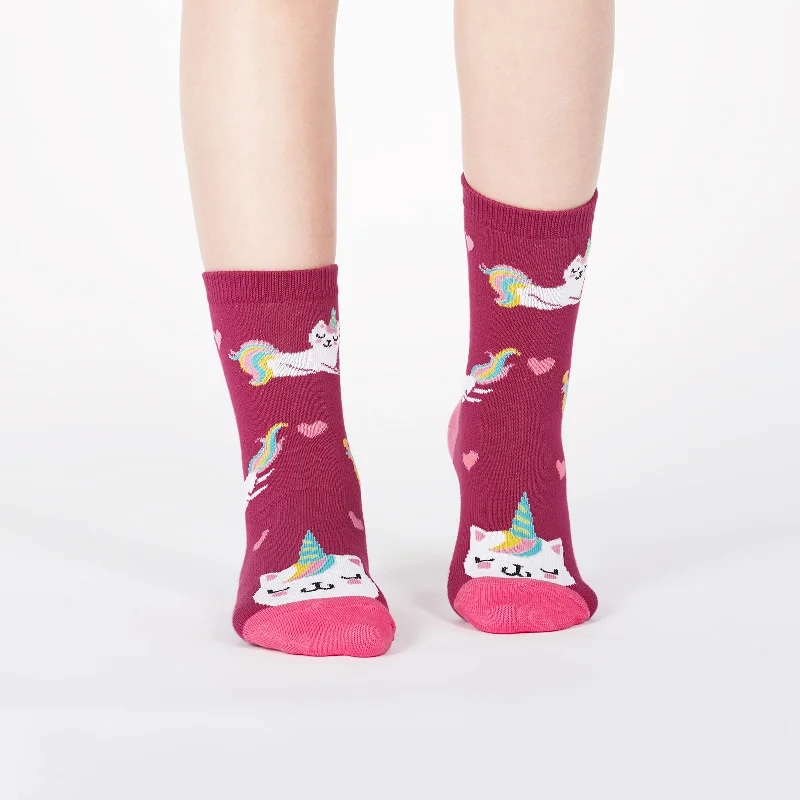 Comfortable Everyday Socks-Sock it to Me Look at Me Meow Junior Crew Socks