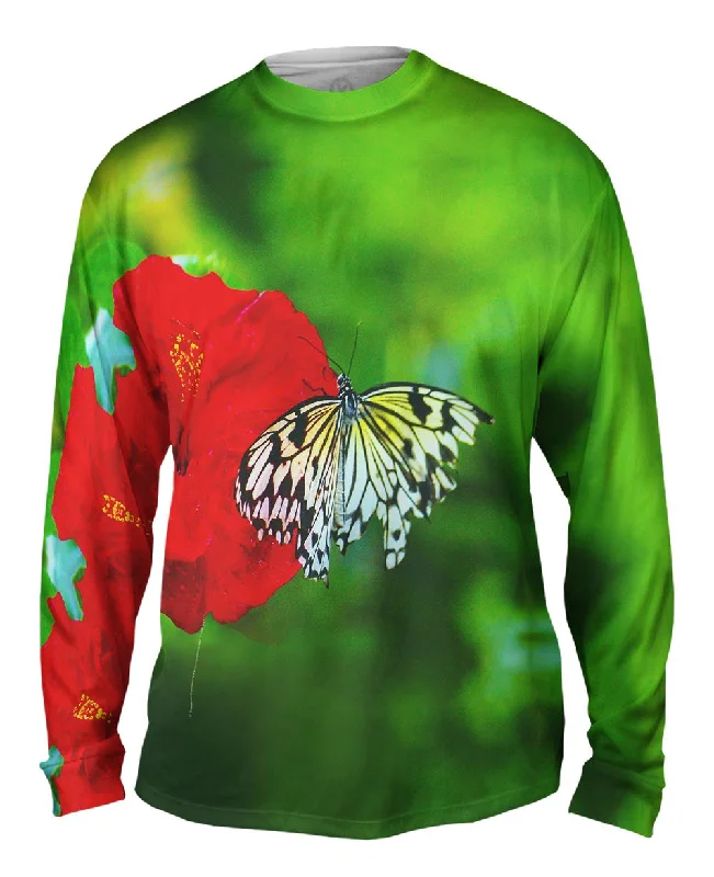 Fun Print Long Sleeve Shirt-Fanciful White Butterfly