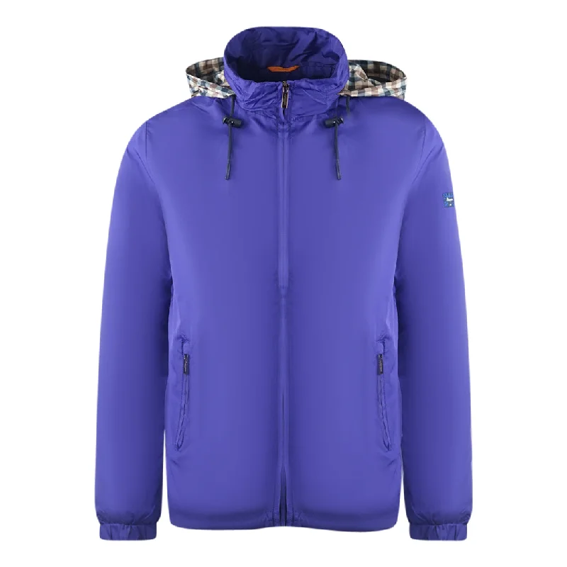 Adventure Ready Jacket-Aquascutum Plain Royal Blue Hide Hood Lightweight  Jacket