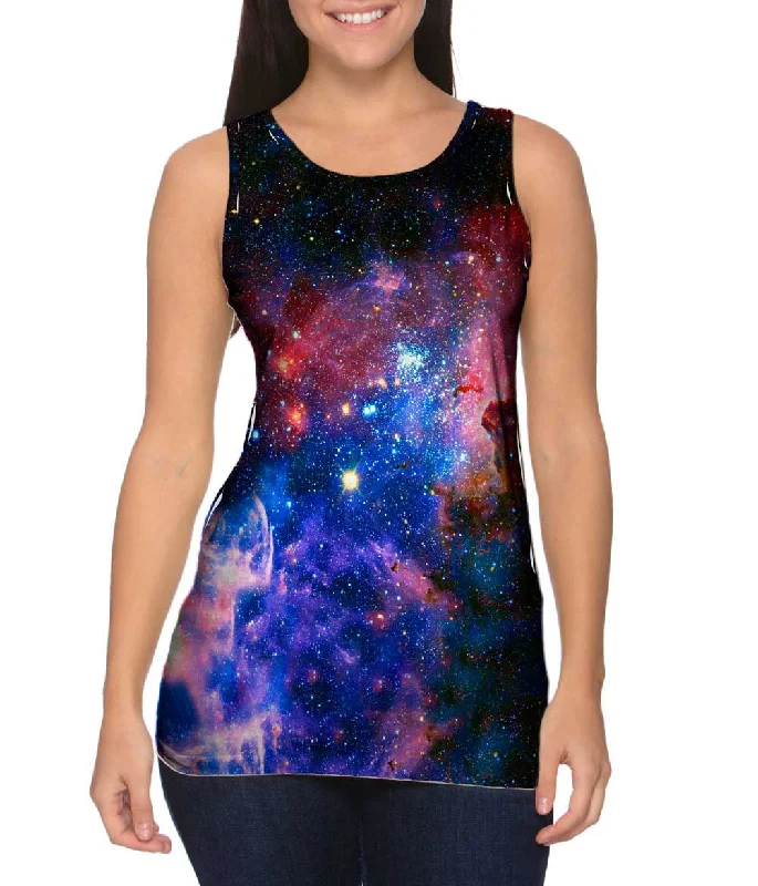 Soft Stretch Cotton Tank-Carina Nebula Space Galaxy