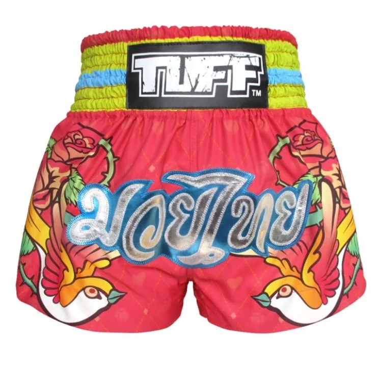 Graphic Print Shorts-Tuff Muay Thai Shorts TUF-MS617 PNK