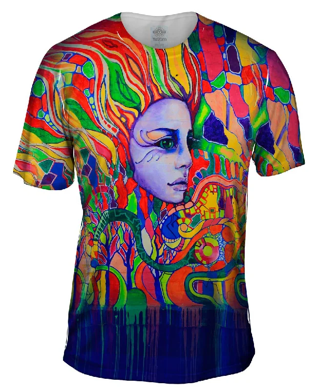 Personalized Graphic T-shirt-Graffiti Face The Future Neon