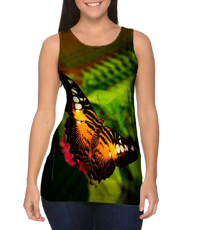 Comfortable Yoga Tank-Colorful Dark Orange Butterfly