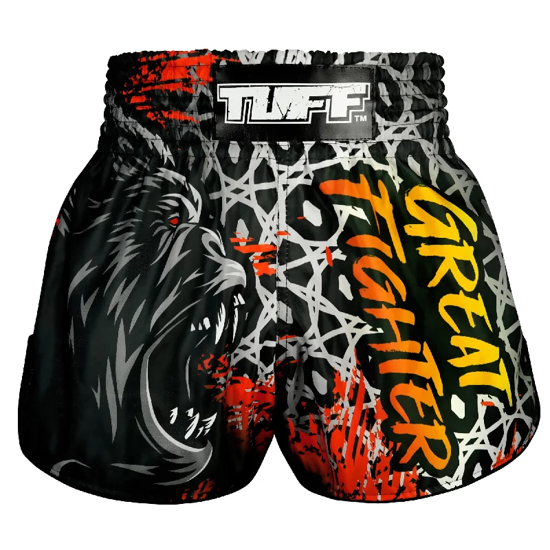 Relaxed Denim Shorts-Tuff Muay Thai Shorts TUF-RMS123-BLK