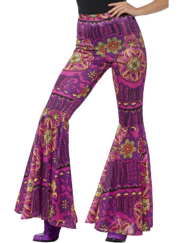 Vintage Sports Pants-Psychedelic Flared Trousers, Ladies