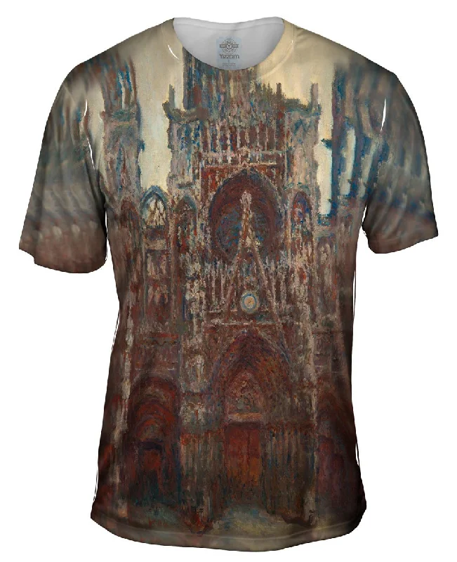 Bold Text T-shirt-Monet -"Roun Cathedral Evening" (1894)