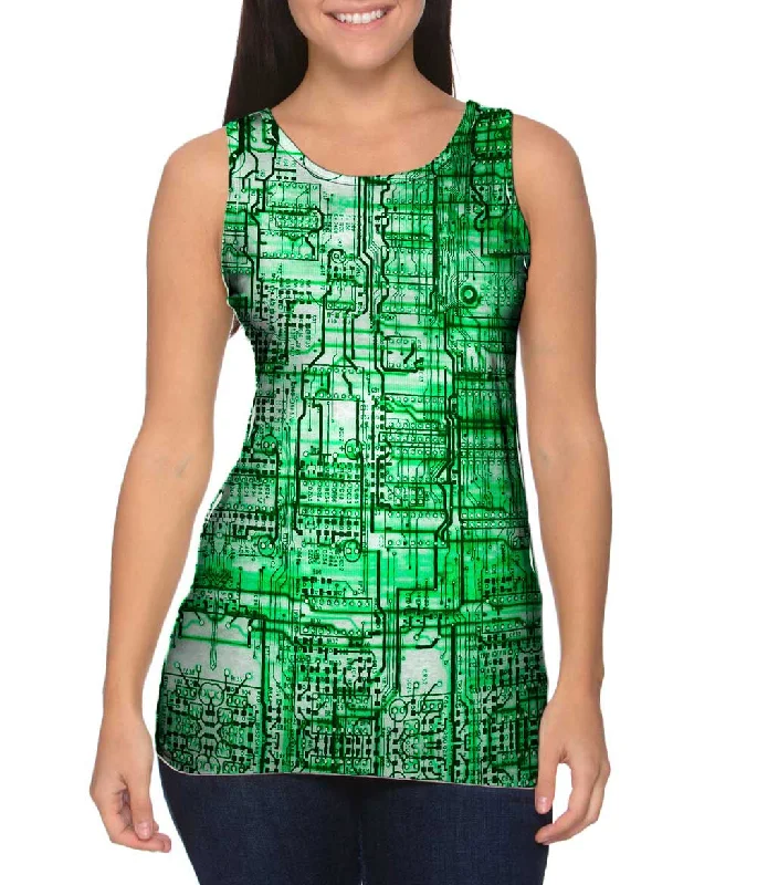 Trendy Text Tank-Circuit Board Green