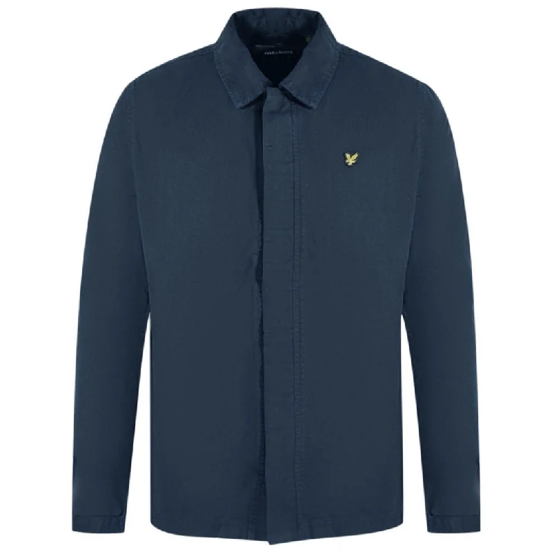 Soft Cotton Jacket-Lyle & Scott Washed Drill Navy Blue Overshirt Jacket