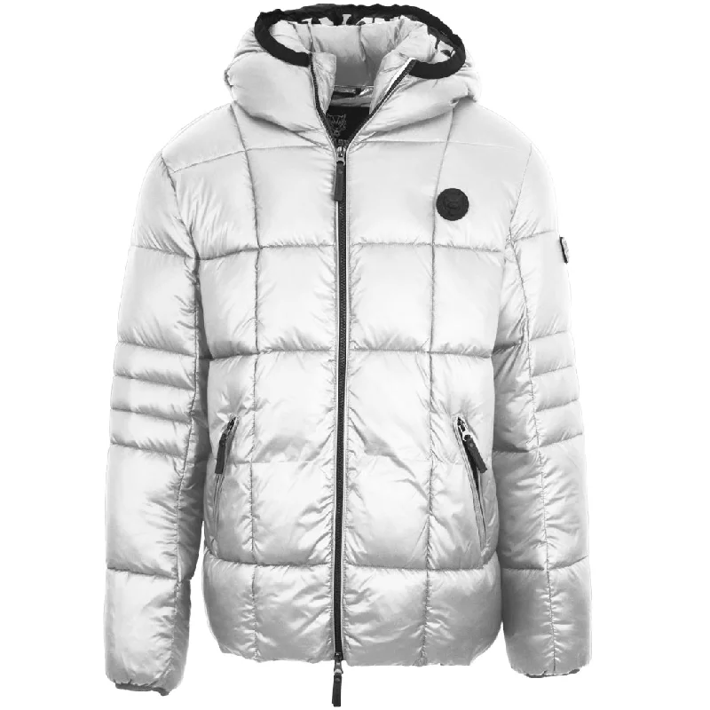 Classic Fleece Jacket-Plein Sport Small Circle Logo Quilted White Jacket