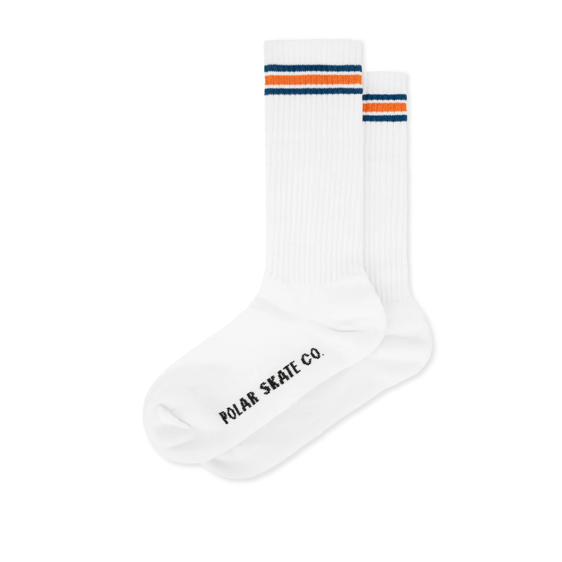 Custom Logo Ankle Socks-Polar Skate Co. - Rib Socks | Long | Stripe - White/Blue/Orange