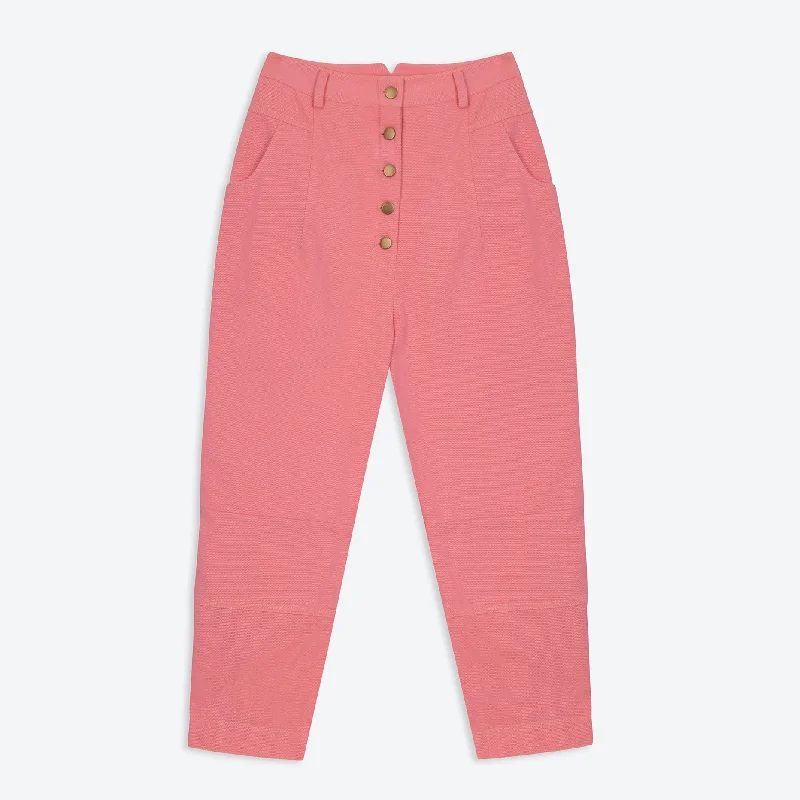 Cool Slogan Pants-Lowie Drill Bubblegum 5 Button Trouser