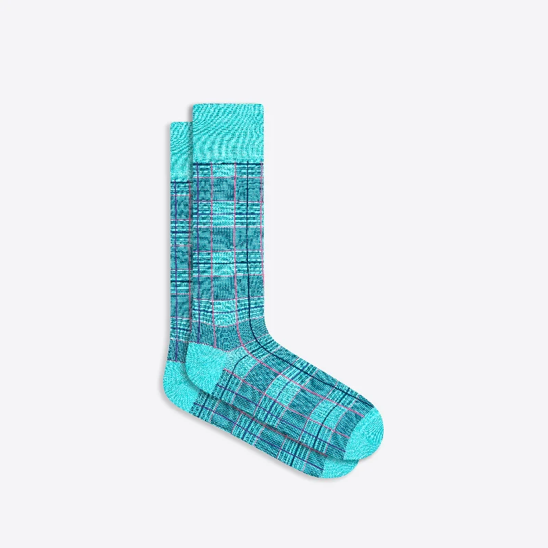 Relaxed Fit Socks-Plaid Check Mid-Calf Socks