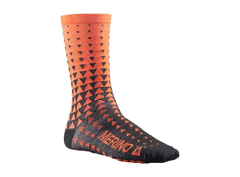 Cozy Soft Lounge Socks-Mavic Ksyrium Merino Graphic Sock - Orange-Black