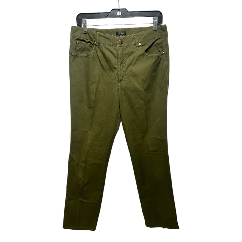 Custom Embroidered Joggers-Pants Designer By Escada In Green, Size: M