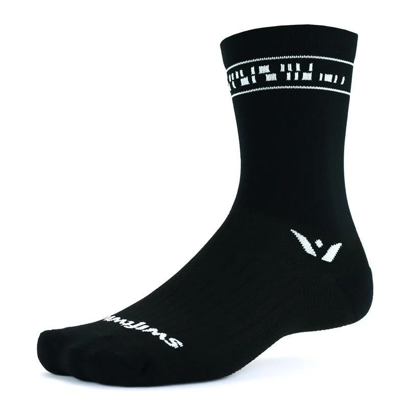 Cozy Fleece Lined Socks-Swiftwick Vision Six Code Sock - Black White - 2020