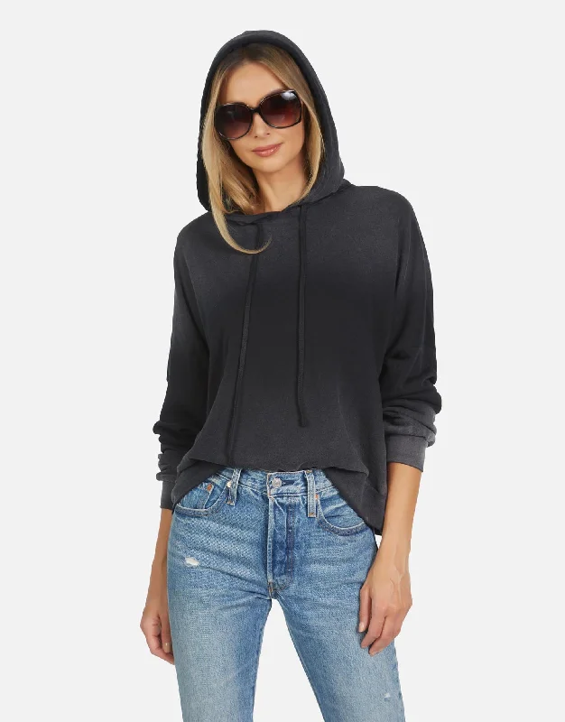 Soft Hooded Sweatshirt-Gower LE Black Ombre Crop Hoodie