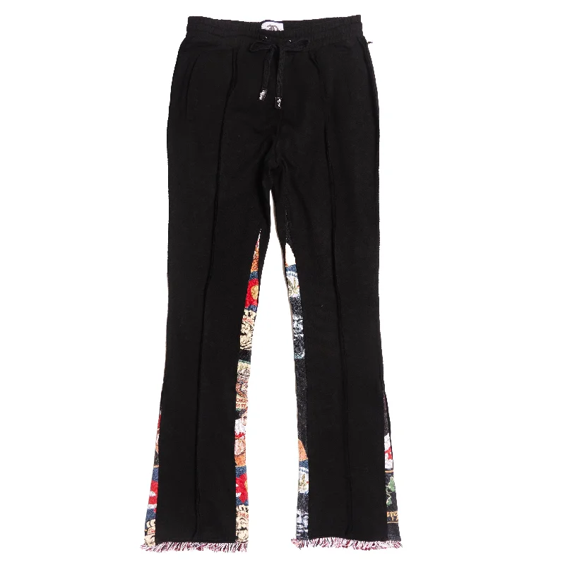 Trendy Plaid Pants-F1959 Frost Blow French Terry Pants - Black