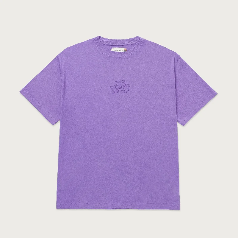 Cool Animal T-shirt-HTG® Embroidery Logo T-Shirt - Purple