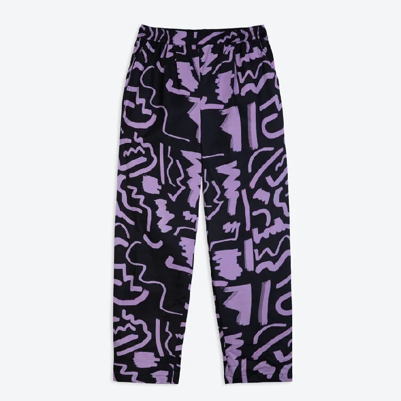 Comfortable Outdoor Pants-Miss Pompom Purple Scribble Trousers