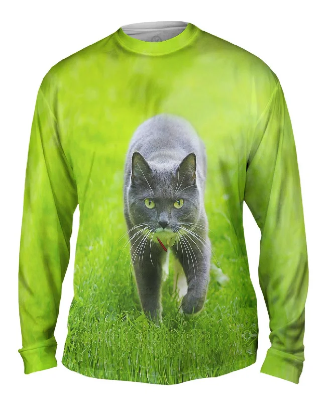 Comfortable Gym Long Sleeve-Ferocious Grey Cat