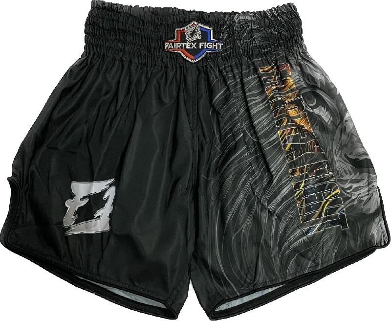 Relaxed Lounge Shorts-Fairtex Fight Promotion Shorts Lion Black