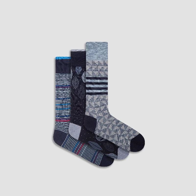 Trendy Patterned Socks-Three-Pair Assorted Sock Box