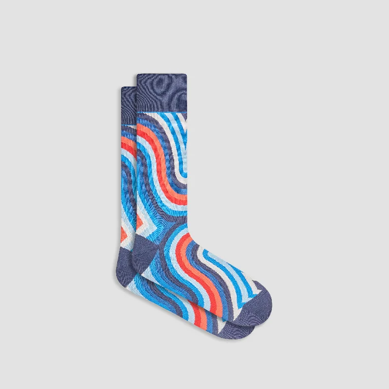 Custom Embroidered Ankle Socks-Serpentine Stripe Mid-Calf Socks