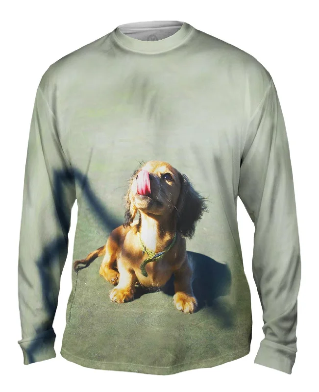 Custom Long Sleeve Shirt-Face Lick Dachshund