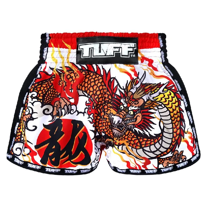 Light Cotton Shorts-Tuff Muay Thai Shorts TUF-MRS204 White