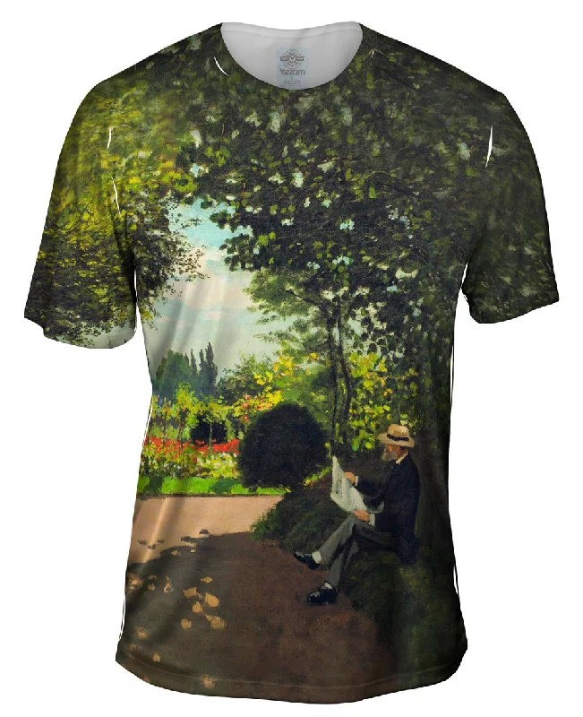 Funny Animal T-shirt-Monet -"Reading in the Garden" (1866)