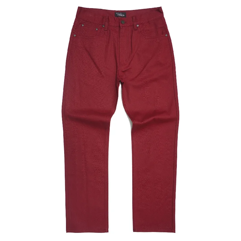 Casual Fitness Pants-V1761 Veno Twill Denim Jeans - Burgundy