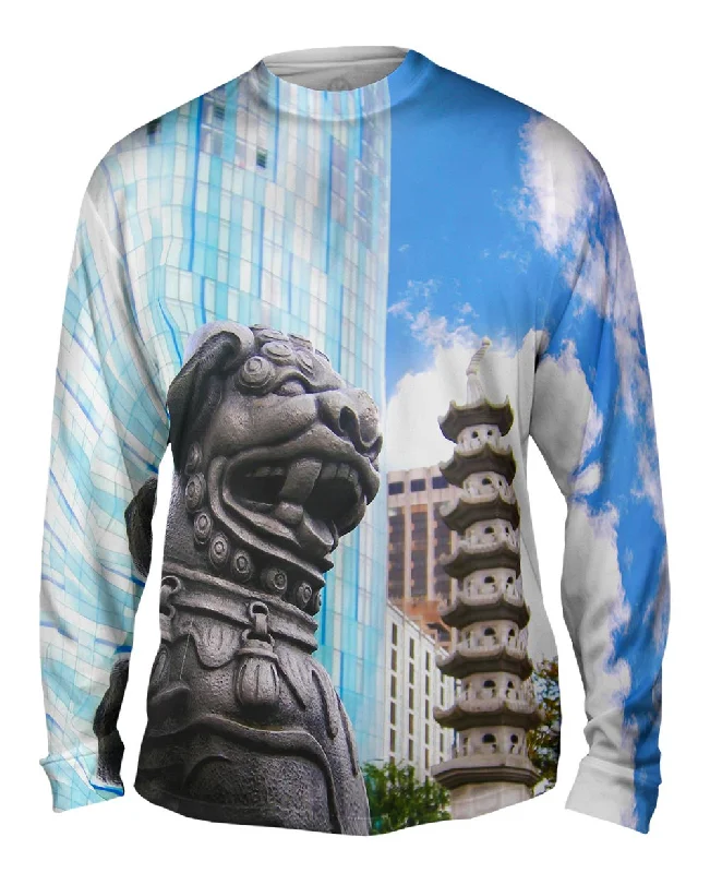 Bold Color Long Sleeve Shirt-Guardian Dog Chinese Quarter