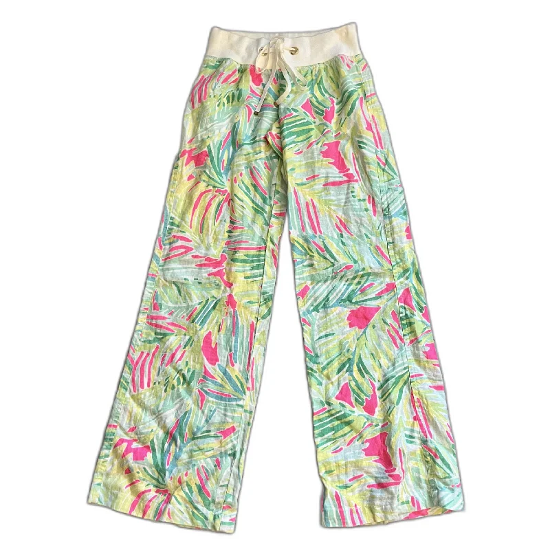 Vintage Logo Pants-Pants Designer By Lilly Pulitzer In Green & Pink, Size: Xs