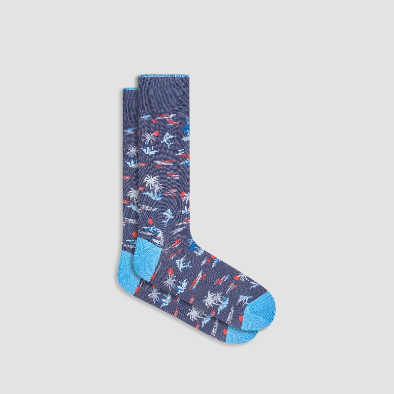 Soft Cotton No-Show Socks-Tropical Mid-Calf Socks