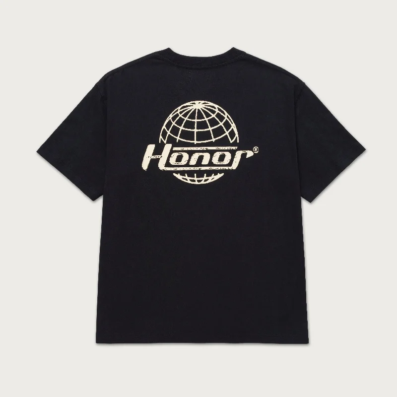 Animal Print T-shirt-Honor Globe Logo Tee - Black