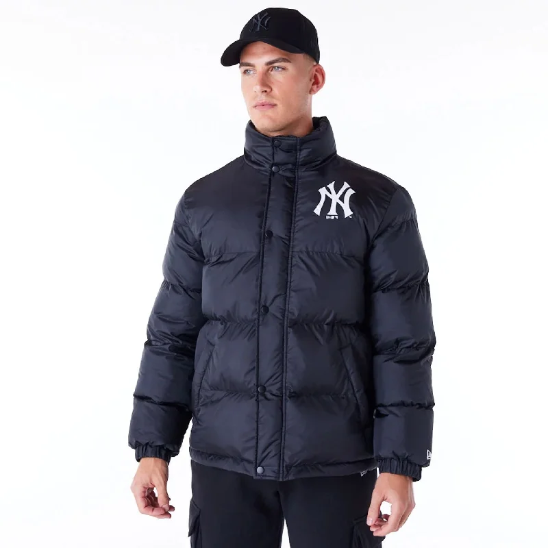 Waterproof Hiking Jacket-New York Yankees MLB Black Nylon Puffer Jacket