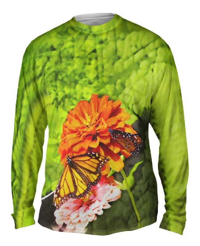 Sports Fan Long Sleeve Shirt-Flowers And Butterflies