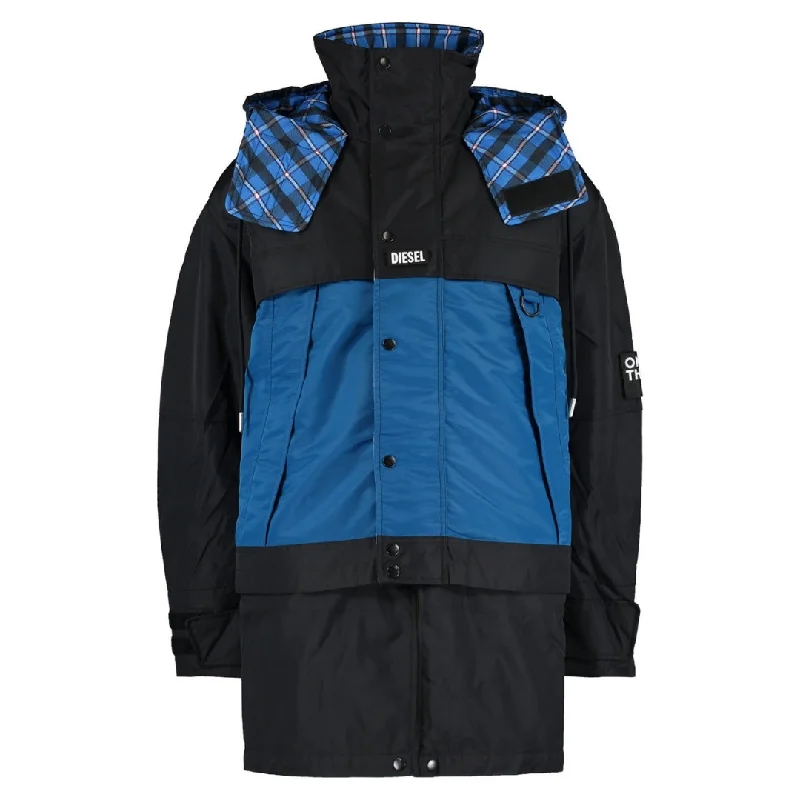 Windbreaker Outdoor Jacket-Diesel W-Helbert Padded Detachable Hem Jacket