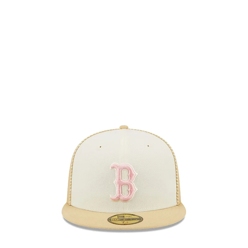 Casual Sun Hat-59FIFTY BOSTON RED SOX SEAM STITCH FITTED CAP