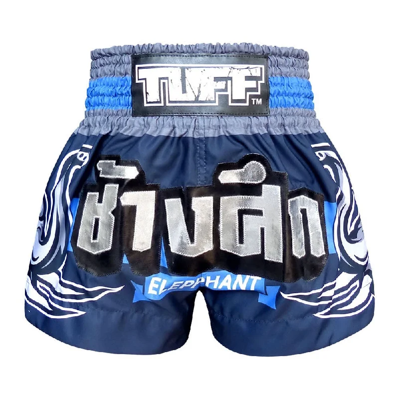 Cool Graphic Design Shorts-Tuff Muay Thai Shorts TUF-MRS203 Navy Blue