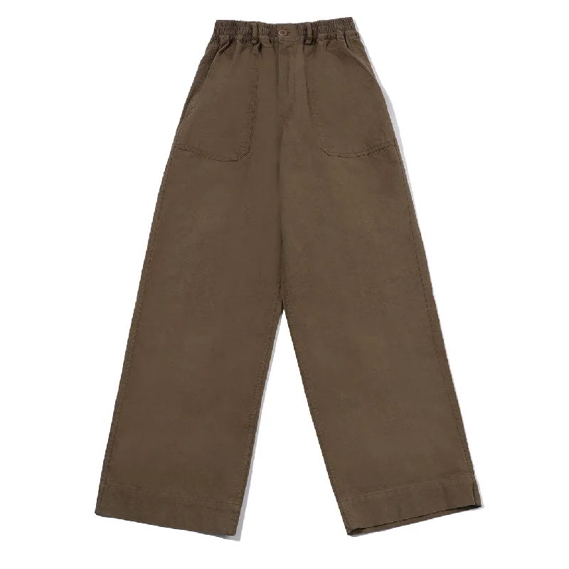 Trendy Slim Fit Pants-Kappy One Tuck Wide Fatigue Pants Brown