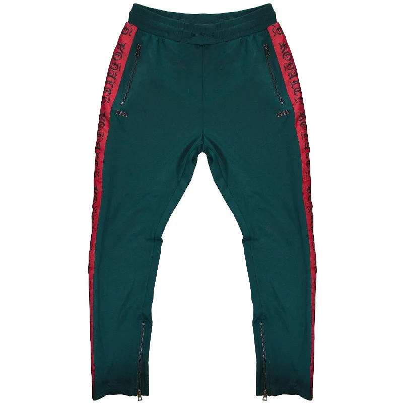 Custom Logo Jogger Pants-M2799 Makobi Royalty Track Pants - Green/Red