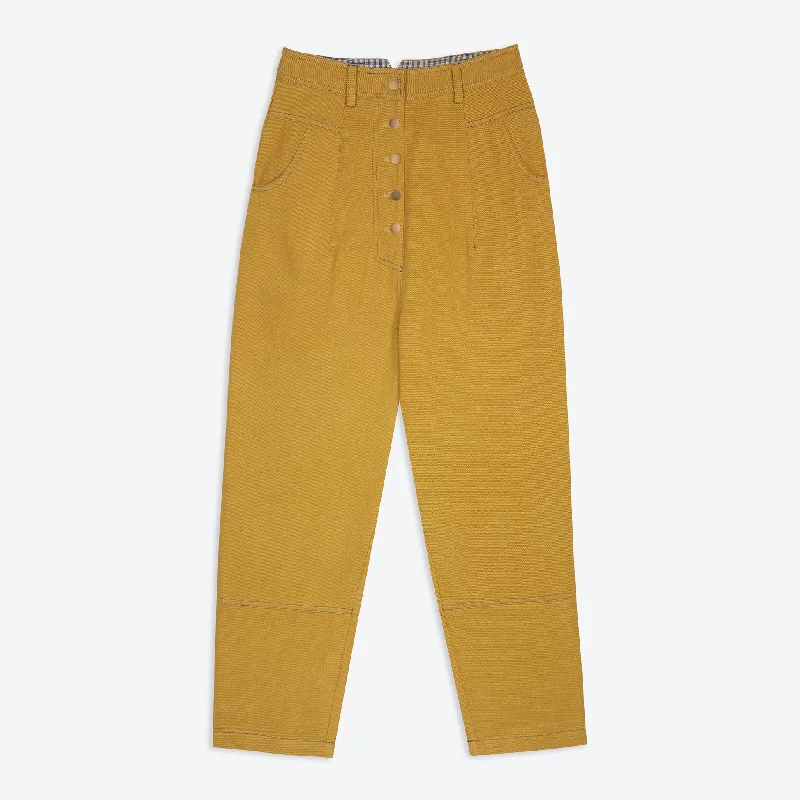 Trendy Slim Fit Pants-Lowie Drill Ochre 5 Button Trouser