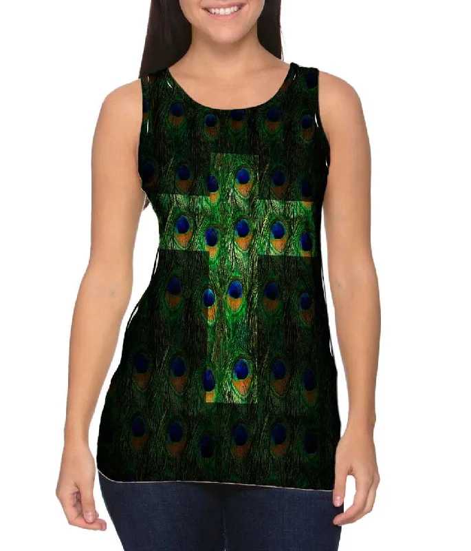 Classic Black Tank-Cross Peacock Animal Skin