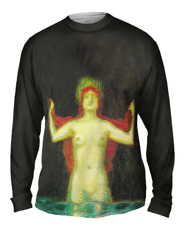 Classic Black Long Sleeve-Franz Von Stuck - "Mermaid Wasser"